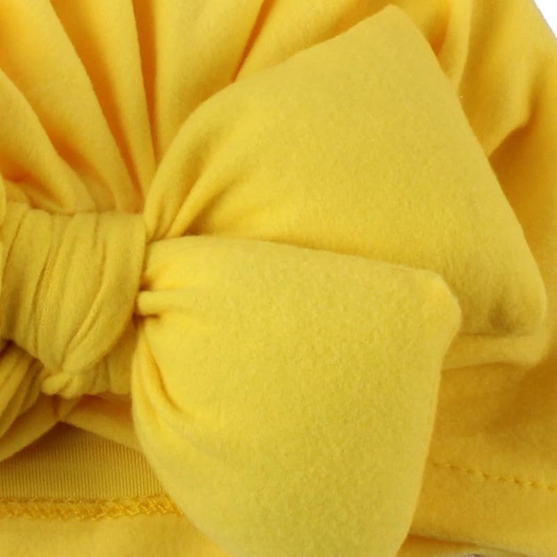Yellow Soft Cotton Bowknot Hat Newborn Baby Cap Comfortable Headwear Photo Prop - Image 2